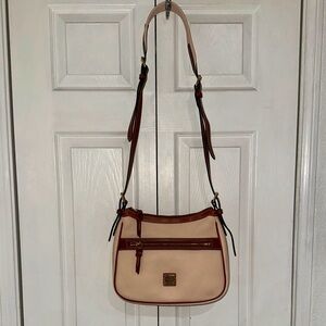 Dooney & Bourke Blush Pink and Brown Shoulder Bag with Adjustable Strap Pebble